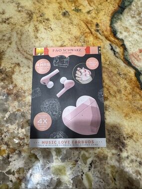 FAO Schwarz Pink Heart Wireless Earbuds with Charging Case
